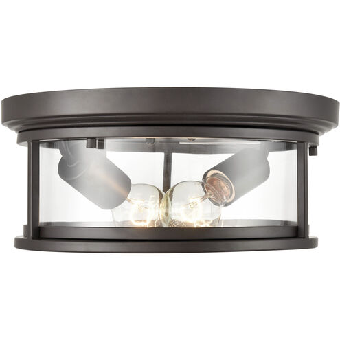 Bresley 2 Light 12 inch Powder Coated Bronze Outdoor Flushmount